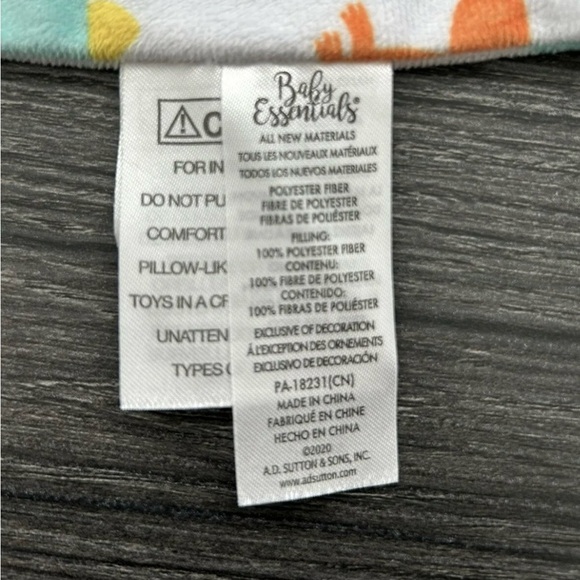 Baby Essentials Dinosaur Triceratops Baby Plush Security Blanket Lovey Toy - Picture 3 of 5